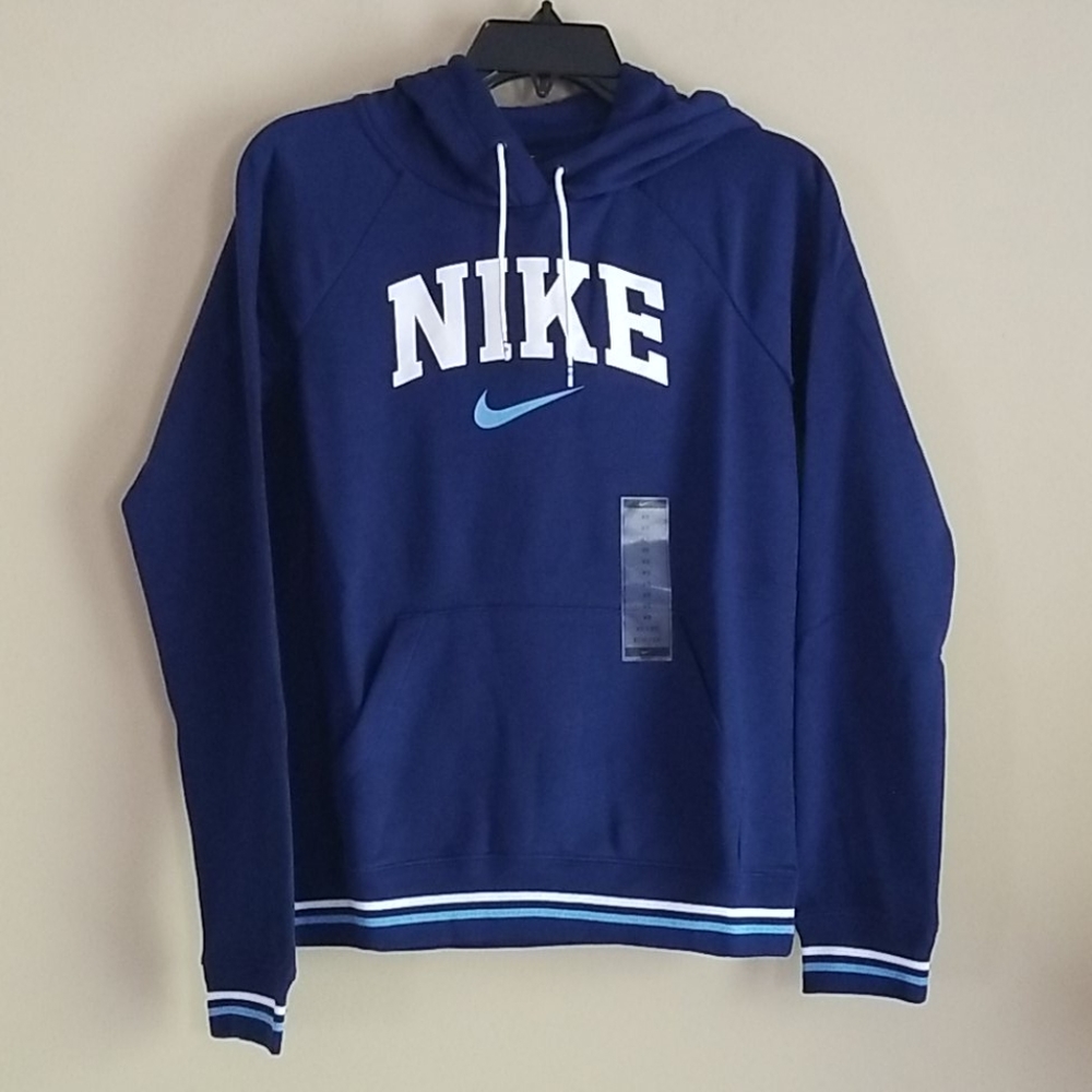 Nike Blue & White Logo Pullover Fleece Hoodie XS - Picture 3 of 9